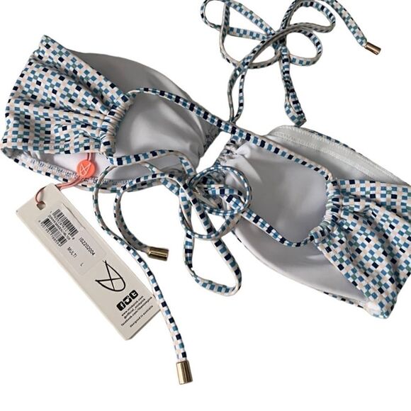 Minkpink Zephyr Blue Multi Bandeau Halter Bikini Size Large NWT - Picture 4 of 10